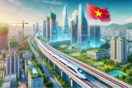 Tuyến đường sắt tốc độ cao trên trục bắc-nam chính là khâu đột phá, tạo nền tảng về hạ tầng để đất nước bước vào kỷ nguyên mới - kỷ nguyên vươn mình của dân tộc. (Ảnh phối cảnh minh họa).