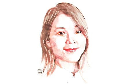 Ký họa chân dung nhà thơ Trần Ngọc Mỹ của họa sĩ Đỗ Hoàng Tường. 