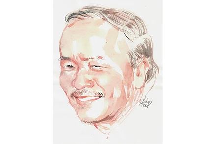 Ký họa chân dung nhà thơ Nguyễn Hoàng Sơn của họa sĩ Đỗ Hoàng Tường.