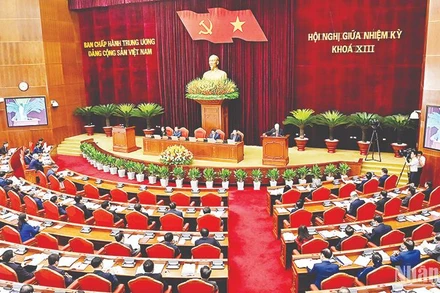 Quang cảnh Hội nghị Ban Chấp hành Trung ương Đảng giữa nhiệm kỳ khóa XIII. Ảnh | ĐĂNG KHOA