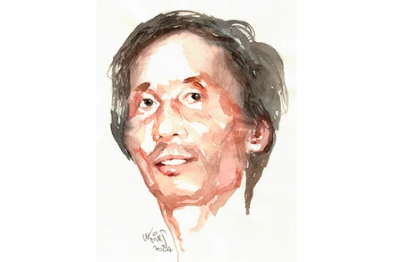 Ký họa chân dung nhà thơ Phùng Khắc Bắc của họa sĩ Đỗ Hoàng Tường 