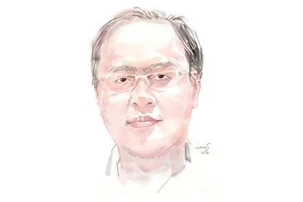 Ký họa chân dung nhà thơ Đào Quốc Minh của họa sĩ Đỗ Hoàng Tường. 