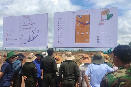 Sơ đồ các công trình đầu tư trọng điểm của doanh nghiệp tại huyện Snuol, tỉnh Kratie. (Ảnh: NGUYỄN HIỆP)