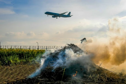 Đốt rơm rạ gây ô nhiễm không khí.