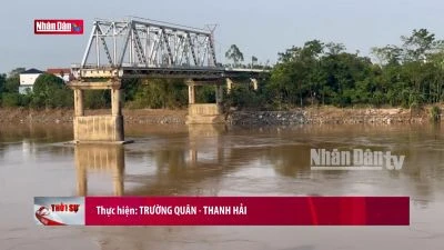 Chuẩn bị phá dỡ các nhịp, trụ còn lại của cầu Phong Châu