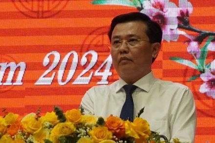 Phó Bí thư Tỉnh ủy Long An Nguyễn Thanh Hải phát biểu trong ngày họp mặt, 