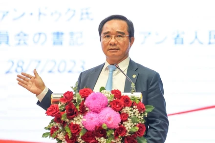 Ủy viên Trung ương Đảng, Bí thư Tỉnh ủy Long An Nguyễn Văn Được phát biểu tại Hội nghị xúc tiến đầu tư Nhật Bản 2023.