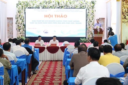 Tiến sĩ Trần Đình Luân - Cục Trưởng Cục Thủy Sản thông tin tình hình nuôi tôm năm 2024.