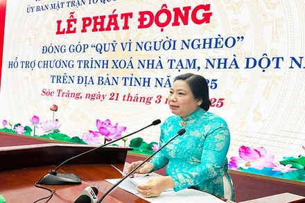Phó Bí thư Thường trực Tỉnh ủy Sóc Trăng Hồ Thị Cẩm Đào phát biểu.