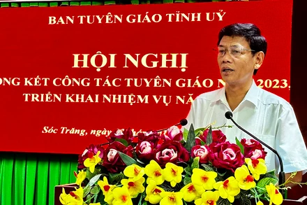 Bí thư Tỉnh ủy Sóc Trăng Lâm Văn Mẫn phát biểu chỉ đạo tại hội nghị