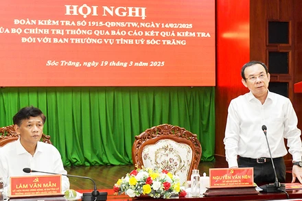 Đồng chí Nguyễn Văn Nên phát biểu tại hội nghị.