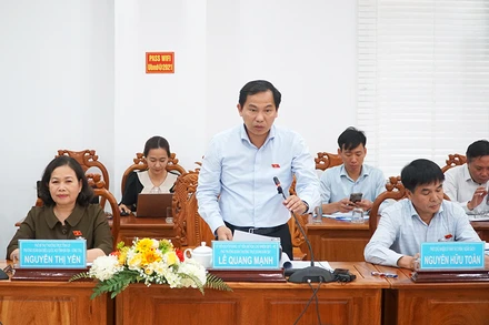 Đồng chí Lê Quang Mạnh phát biểu tại buổi làm việc.