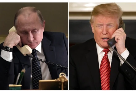 Tổng thống Nga Vladimir Putin (phải) và Tổng thống Mỹ Donald Trump. (Ảnh: Sputnik/Getty Images/TTXVN)