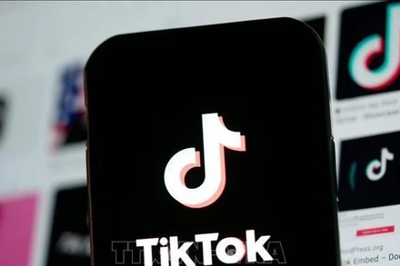 Biểu tượng TikTok trên màn hình điện thoại di động ở Arlington, Virginia, Mỹ. Ảnh: THX/TTXVN