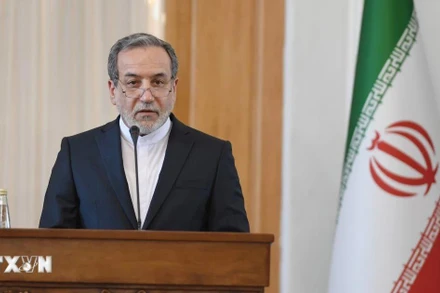 Ngoại trưởng Iran Seyed Abbas Araghchi trong một cuộc họp báo tại Tehran. (Ảnh: THX/TTXVN)