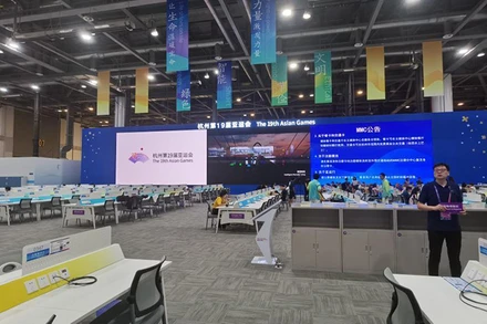 Một góc Trung tâm báo chí ASIAD 19. (Ảnh: Tân Hoa Xã)