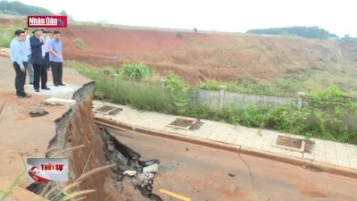 Nước ngầm gây sụt trượt tại Khu công nghiệp Nhân Cơ