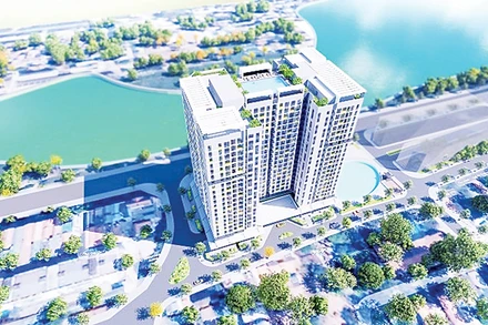 Phối cảnh dự án nhà ở xã hội Rice City Long Châu tại quận Long Biên.