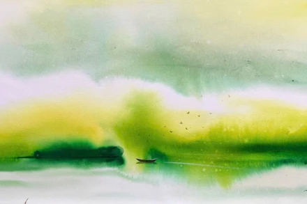 Một tác phẩm thuộc chuỗi chủ đề Bến bờ mùa xuân của họa sĩ Trương Văn Ngọc.