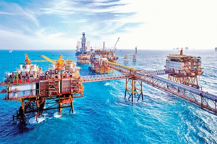 Khai thác dầu khí trên mỏ Bạch Hổ.