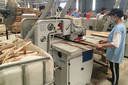 Sản xuất đồ gỗ xuất khẩu tại Công ty cổ phần gỗ Minh Dương, tỉnh Bình Dương. (Ảnh VŨ HOÀNG)