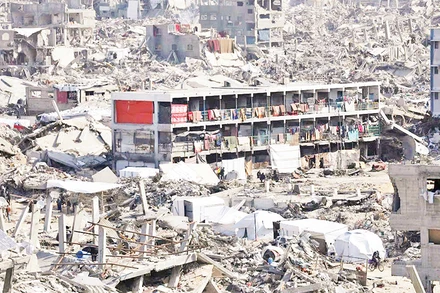 Cảnh đổ nát tại khu trại tị nạn Jabalia ở miền bắc Gaza.