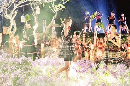 Các nhà thiết kế giới thiệu thổ cẩm Tây Nguyên tại các chương trình biểu diễn thời trang.