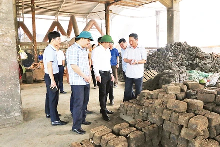 Lãnh đạo tỉnh Bắc Kạn kiểm tra dự án chế biến kim loại màu của Công ty cổ phần khoáng sản Bắc Kạn. (Ảnh THU TRANG)