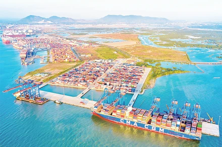 Cụm cảng Cái Mép-Thị Vải nhìn từ trên cao.