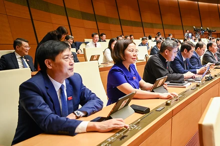 Tại kỳ họp thứ 7, Quốc hội đã thông qua Luật sửa đổi, bổ sung một số điều của Luật Đất đai số 31/2024/QH15, Luật Nhà ở số 27/2023/QH15, Luật Kinh doanh bất động sản số 29/2023/QH15, Luật Các tổ chức tín dụng số 32/2024/QH15. (Ảnh ĐĂNG ANH)