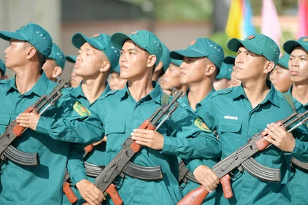 Bộ Chỉ huy Quân sự tỉnh Kiên Giang ra quân huấn luyện năm 2025. (Ảnh: PHƯƠNG VŨ)