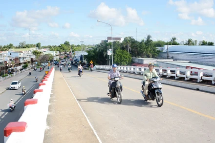 Một góc trung tâm huyện Vĩnh Thuận.