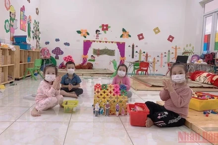 Một phòng học mẫu giáo của Trường mầm non Tiền Châu, thành phố Phúc Yên, Vĩnh Phúc. (Ảnh: HÀ HỒNG HÀ) 