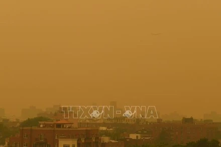 Khói mù bao trùm thành phố New York, Mỹ do ảnh hưởng của cháy rừng. (Ảnh tư liệu: THX/TTXVN)