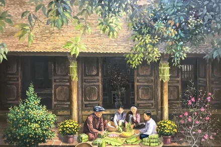 Một tác phẩm của nghệ sĩ Việt Nam trưng bày tại Triển lãm tranh Việt Nam-Nga “Những giá trị gia đình” (Ảnh minh hoạ)