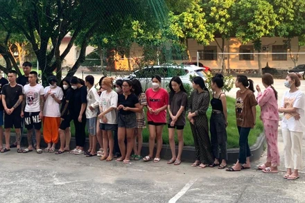 Các đối tượng bị Công an thành phố Ninh Bình tạm giữ vì vi phạm pháp luật.