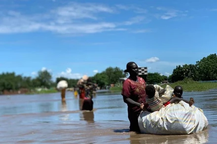 Cảnh ngập lụt ở Nam Sudan. (Ảnh: jrs/TTXVN) 