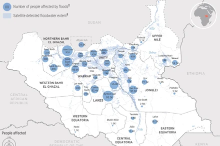 Các vùng tại Nam Sudan đang bị ảnh hưởng bởi lũ lụt. (Ảnh: OCHA)