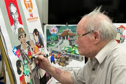 Độc đáo bộ tranh cổ động dịp Kỷ niệm 70 năm Ngày Giải phóng Thủ đô của họa sĩ Trần Duy Trúc