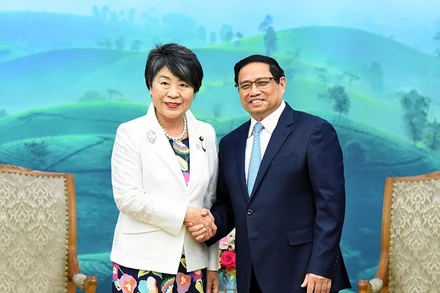 Thủ tướng Phạm Minh Chính tiếp Bộ trưởng Ngoại giao Nhật Bản Kamikawa Yoko. (Ảnh: Trần Hải)