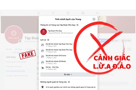 Một fanpage giả mạo thương hiệu Phú Quý để lừa đảo.