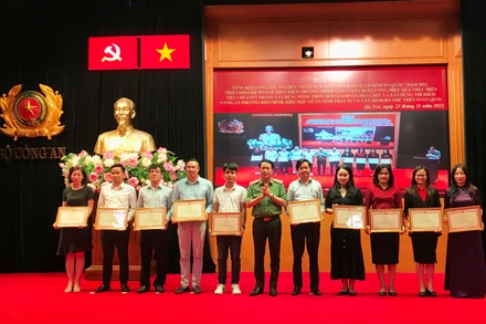Các tập thể nhận Bằng khen của Bộ Công an vì có thành tích xuất sắc trong công tác chỉ đạo, tham mưu tổ chức “Ngày hội toàn dân bảo vệ an ninh Tổ quốc” năm 2022.
