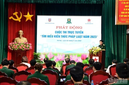 Thiếu tướng Hàn Mạnh Thắng phát biểu tại lễ phát động cuộc thi.