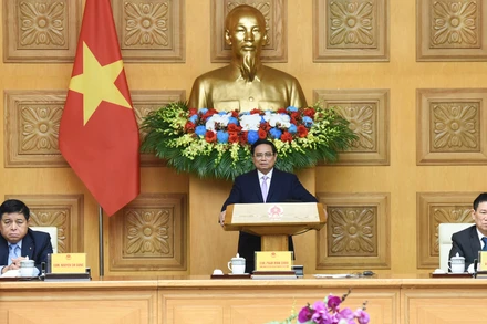 Thủ tướng Phạm Minh Chính phát biểu tại cuộc Toạ đàm với các doanh nghiệp Trung Quốc. 