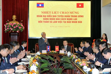 Đồng chí Khamphan Pheuyavong tại buổi làm việc. (Ảnh: ĐĂNG KHOA)