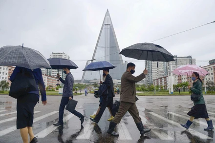 Một góc thủ đô Bình Nhưỡng, ngày 15/5/2020. (Ảnh: Kyodo)