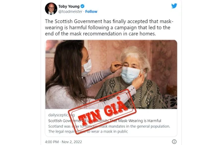 Ảnh chụp màn hình tin giả lan truyền trên Twitter.