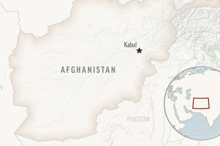 Vị trí của Afghanistan và thủ đô Kabul trên bản đồ. (Nguồn: AP)