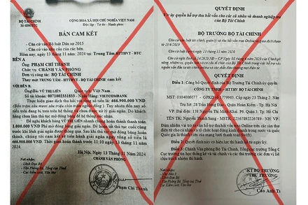 Văn bản giả mạo Bộ Tài chính.