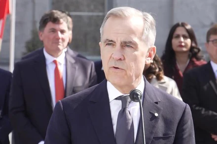 Thủ tướng Canada Mark Carney phát biểu với báo giới sau lễ tuyên thệ nhậm chức ở Ottawa, Canada, ngày 14/3/2025. Ảnh: THX/TTXVN